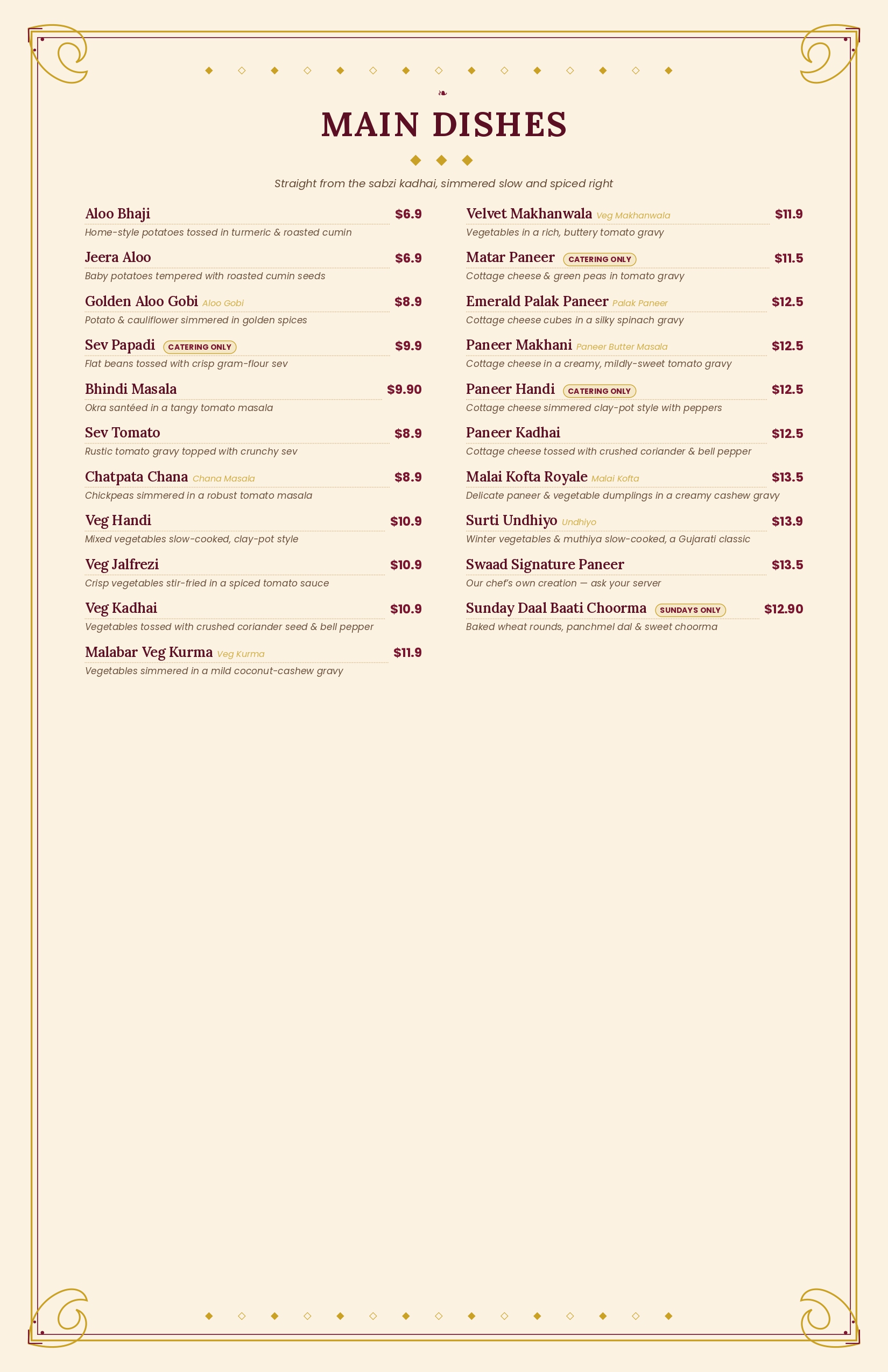 Swaad menu page 2