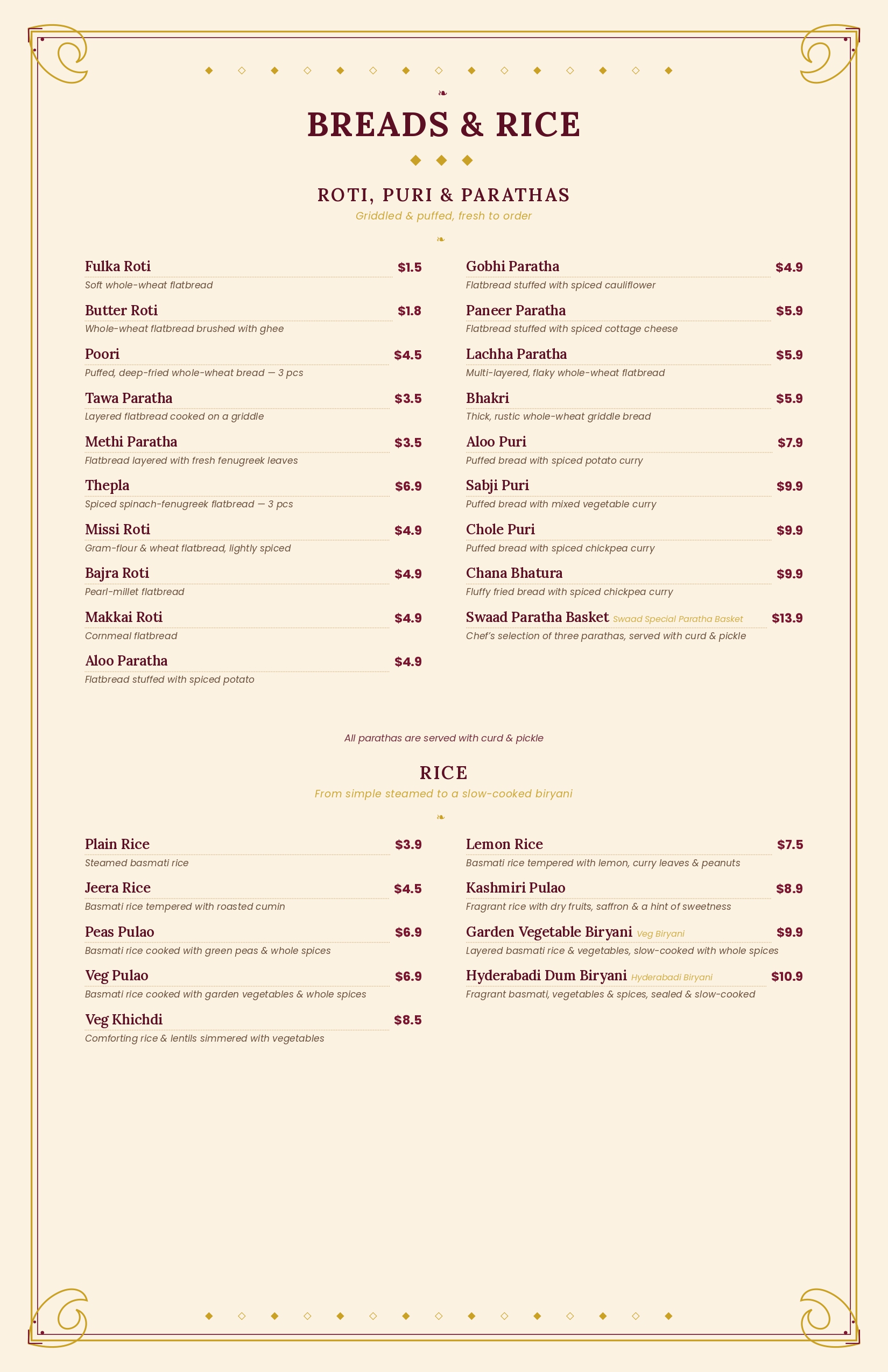 Swaad menu page 5